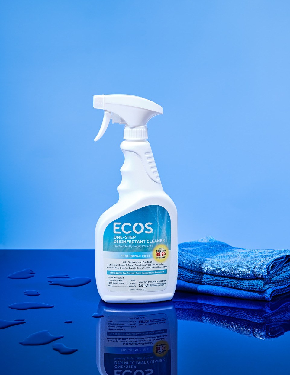Fragrance Free Disinfectant Spray Bottle & Cleaning Towel