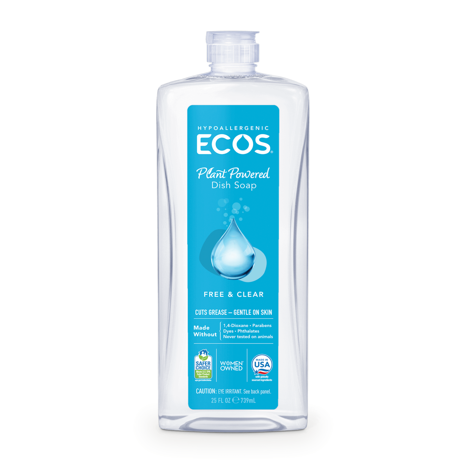 Free clear dish soap powered by plants and made without dyes
