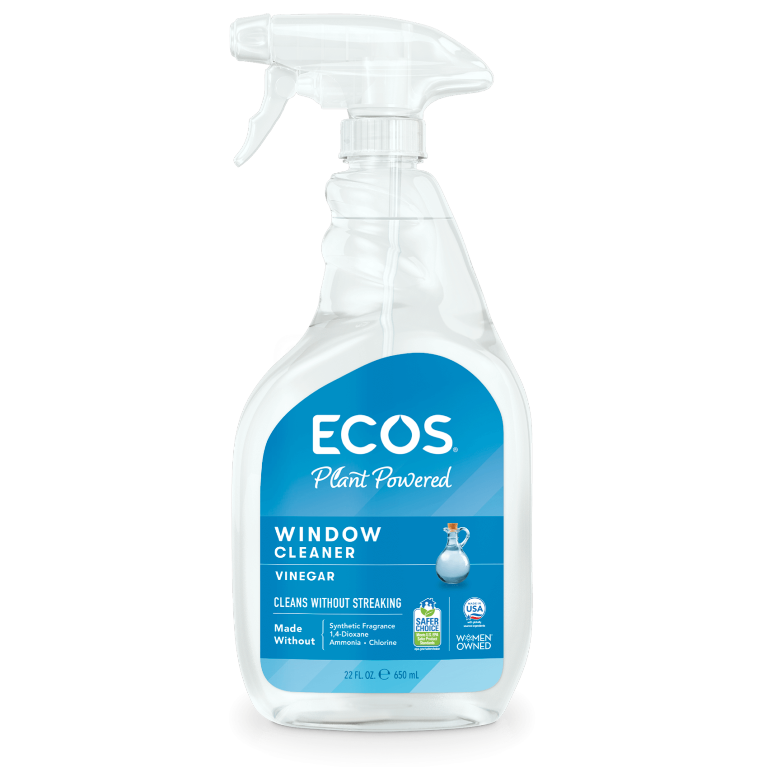 Try Our EcoConscious Window & Glass Cleaner Powered By Vinegar ECOS®