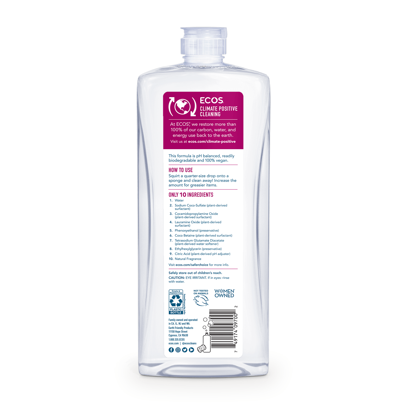 ECOS Dish Soap Almond Back