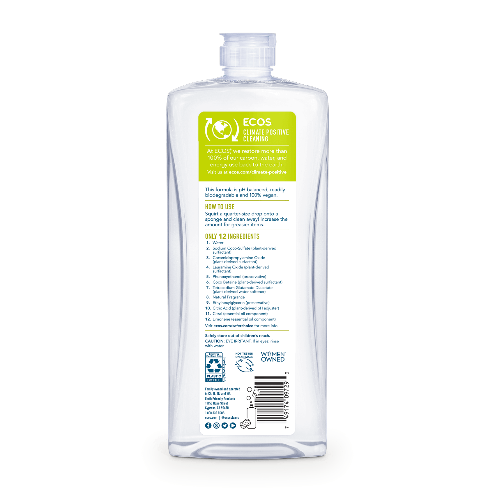 ECOS Dishsoap Bamboo Lemon Back