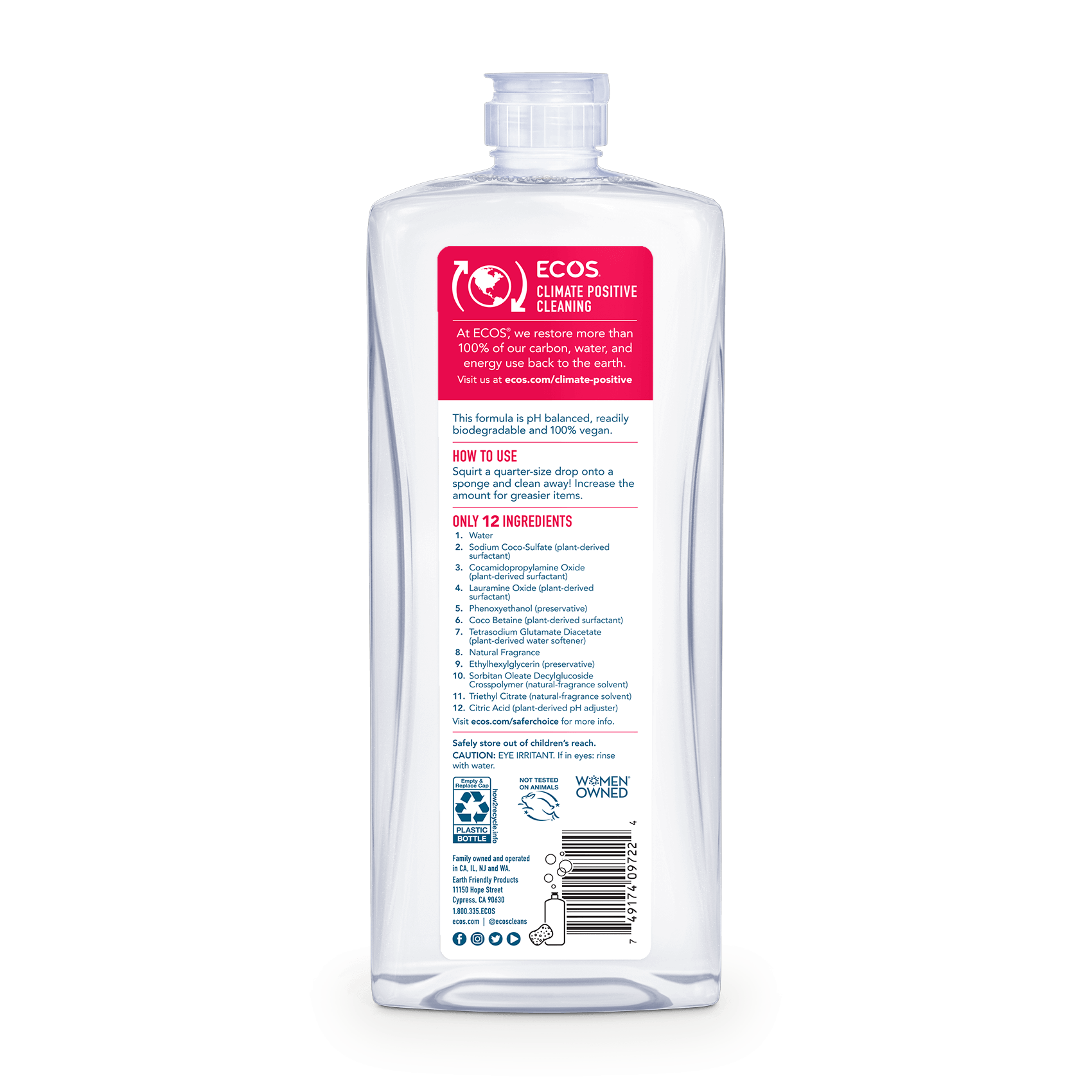 ECOS Dish Soap Grapefruit Back