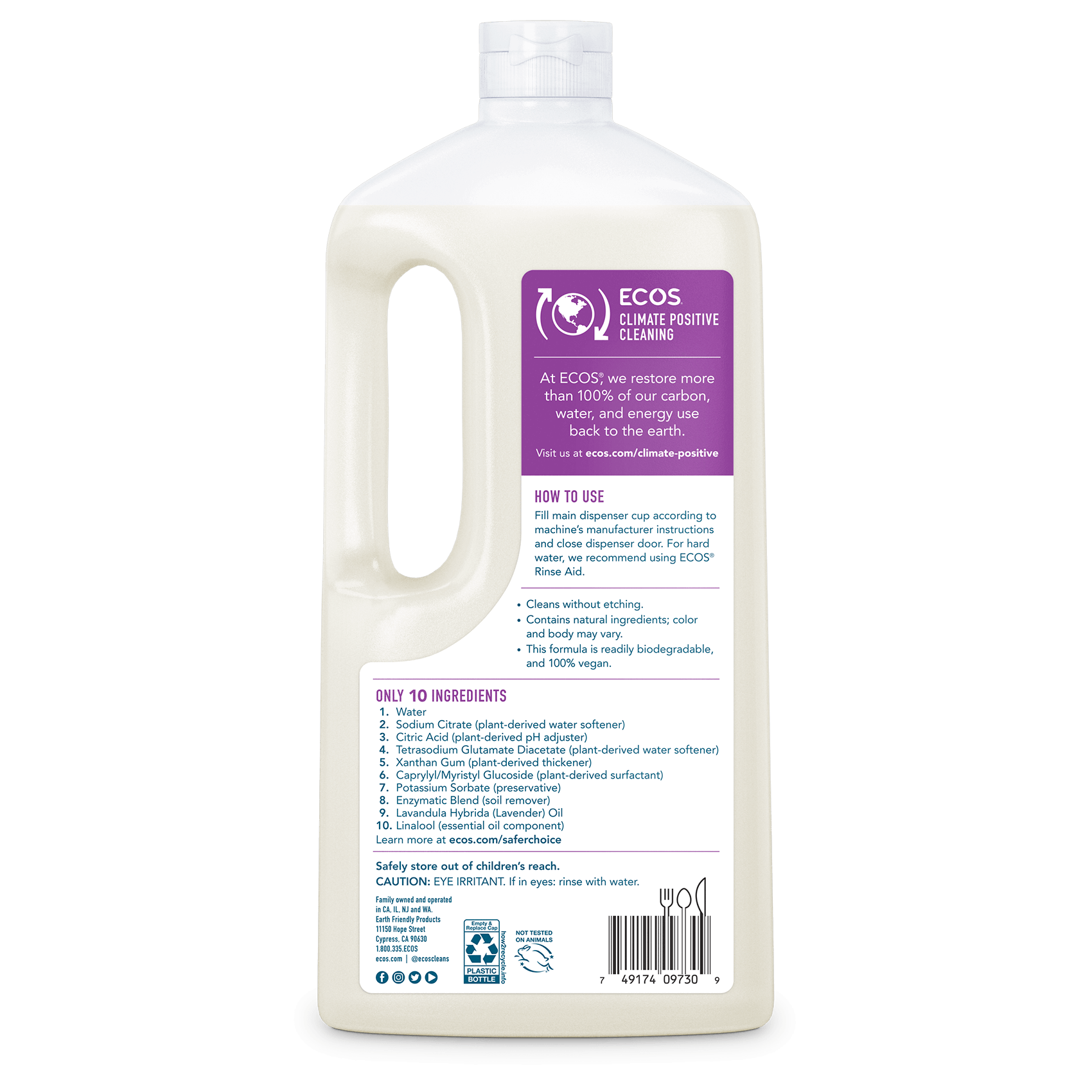 ECOS Dishwasher Gel Lavender Back