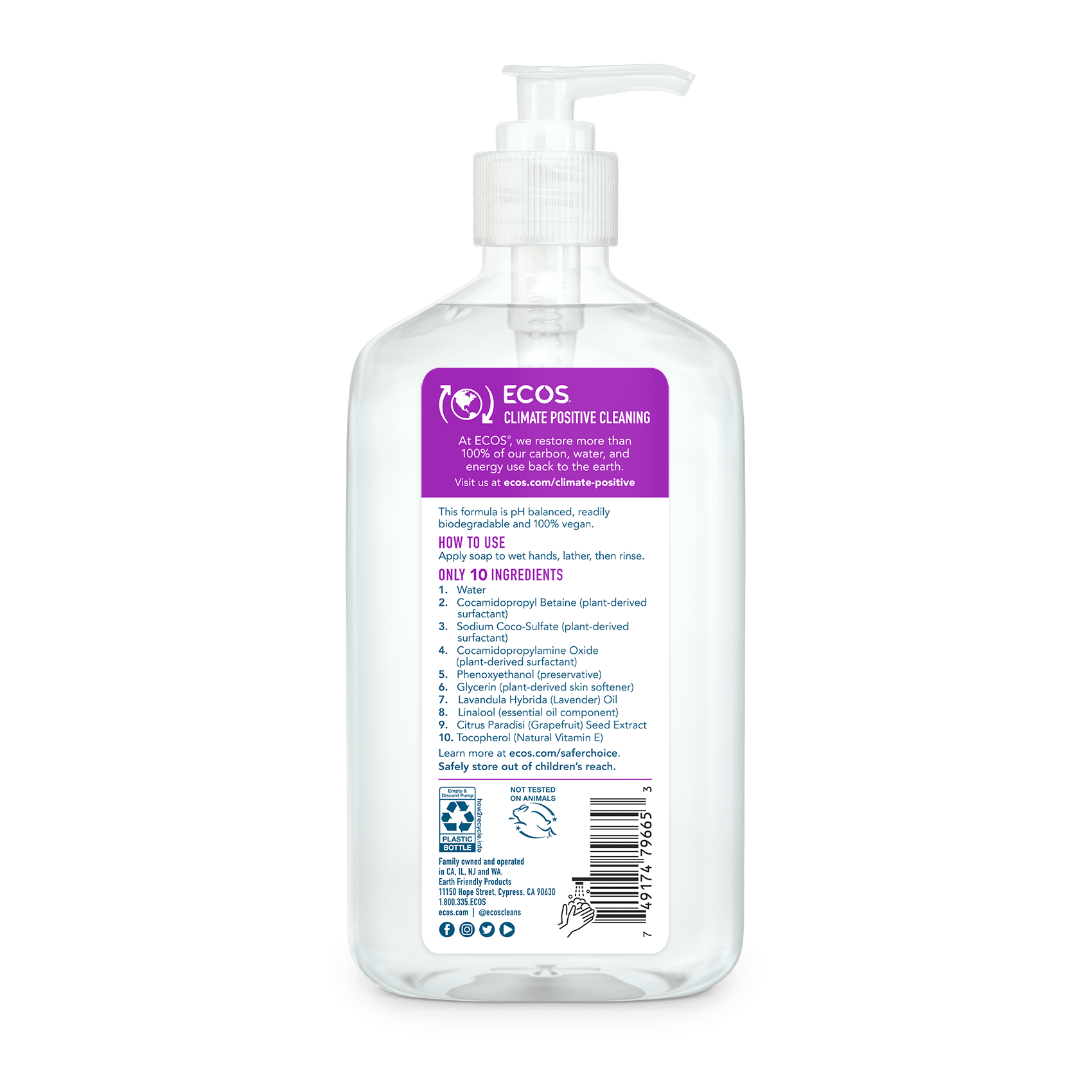 ECOS Hand Soap Lavender Back