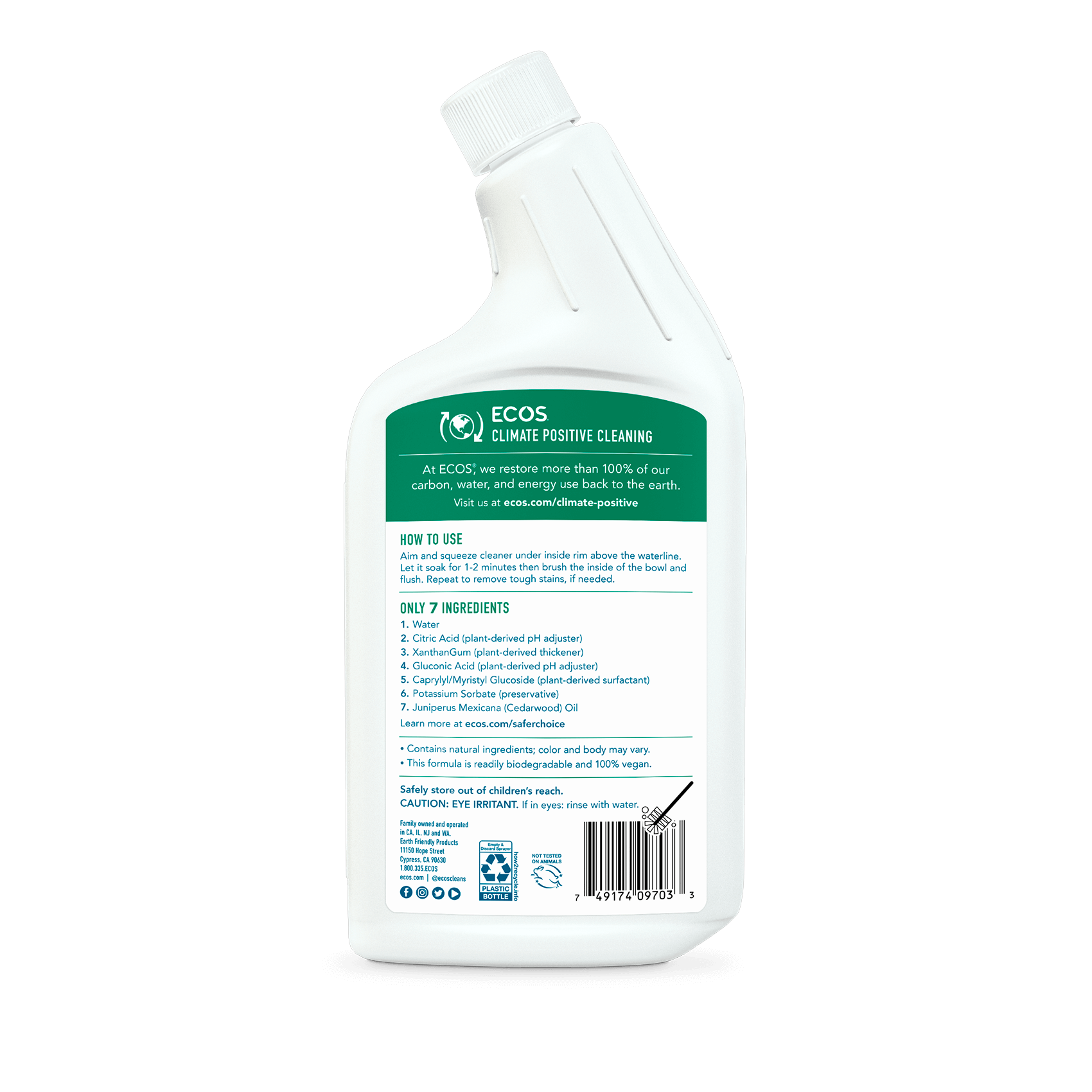ECOS Toilet Bowl Cleaner Back
